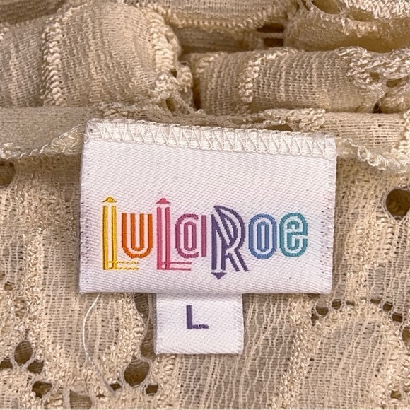 LARGE LULAROE SIMPLY COMFORTABLE CREAM LACE SHRUG OPEN FRONT STRETCH NEUTRAL - Picture 10 of 11